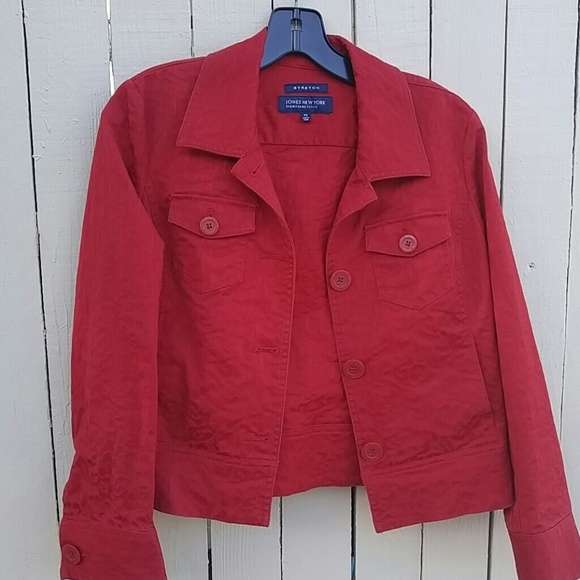 Jones New York Petite Red Leopard Print Jacket - Picture 1 of 8